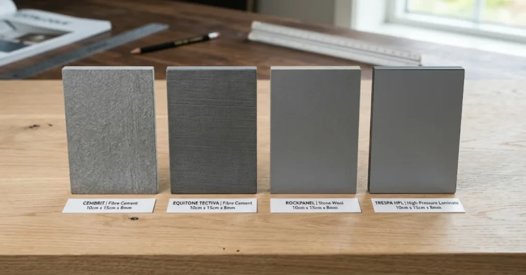 Surface texture variations in the Cembrit Patina through-coloured collection.